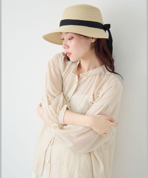 le.coeur blanc（ルクールブラン）の「《WEB限定アイテム》ペーパーリボンハット（ハット・レディース・ベージュ/ブラウン・FREE）」の5枚目の写真