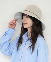 polcadot | 【かぶれる日傘】バイカラーブリム コットンハット / 遮光99%・サイズ調節可能(ハット)