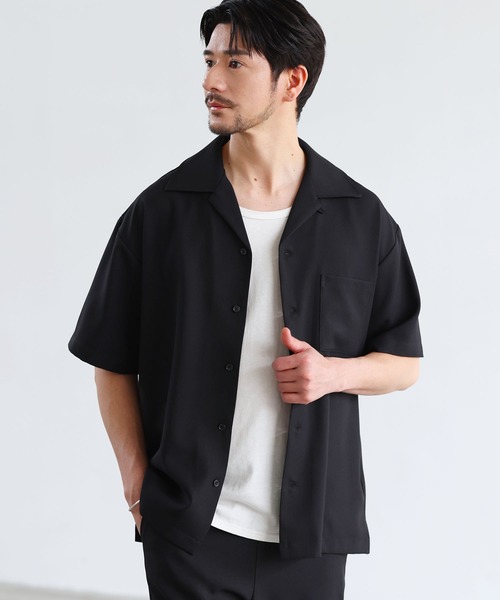 SPU(スプ)の「【セットアップ 2点セット】【防シワ・抗ピリング・接触冷感】機能性テックリネンノーカラー半袖カーデ or オープンカラー半袖シャツ &テーパードパンツセットアップ(セットアップ・メンズ・ブラック系/チャコール/モカ/ネイビー/グレー系/ネイビー系/ブラック/ブラウン系/ベージュ系/ベージュ・S/M/L/XL)」の19枚目の写真