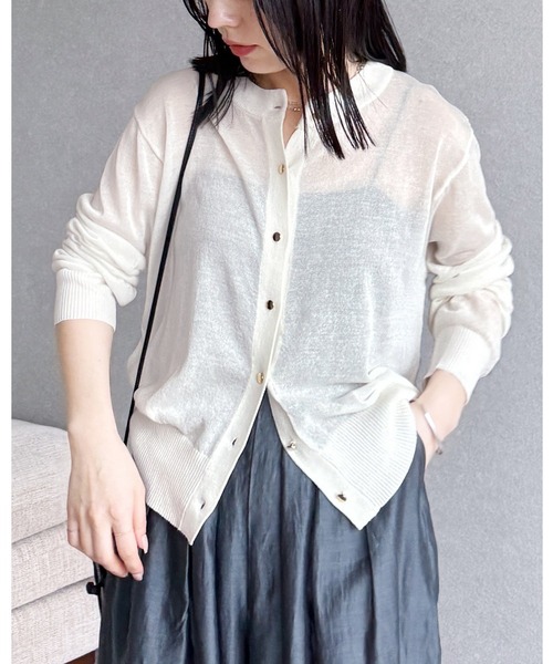 reca（レカ）の「【接触冷感/UVカット】麻タッチカーディガン（カーディガン/ボレロ・レディース・イエロー/ブラウン/オフホワイト/ブラック・FREE）」の2枚目の写真