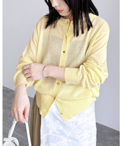 reca（レカ）の「【接触冷感/UVカット】麻タッチカーディガン（カーディガン/ボレロ・レディース・イエロー/ブラウン/オフホワイト/ブラック・FREE）」の4枚目の写真