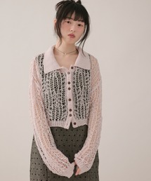 loin nuit（ロワンニュイ）の「tape sheer colour knit cardigan / テープシアーカラーニットカーディガン（カーディガン/ボレロ）」
