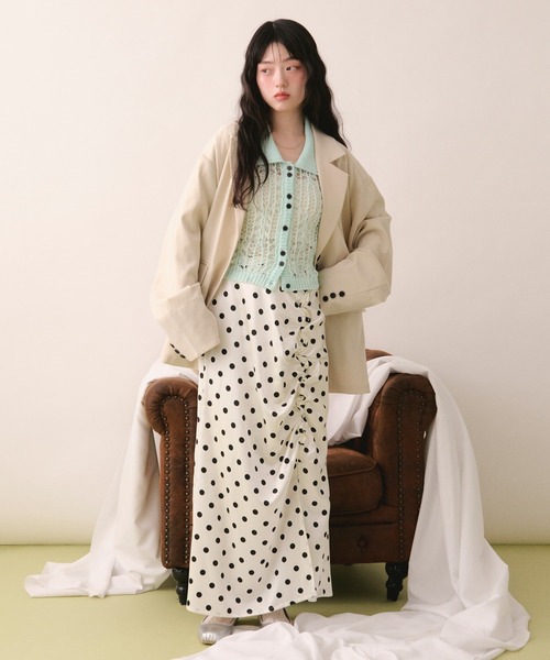 loin nuit(ロワンニュイ)の「tape sheer colour knit cardigan / テープシアーカラーニットカーディガン(カーディガン/ボレロ・レディース・ライトブルー/ミックスグレー/ピンク/イエロー・FREE)」の8枚目の写真