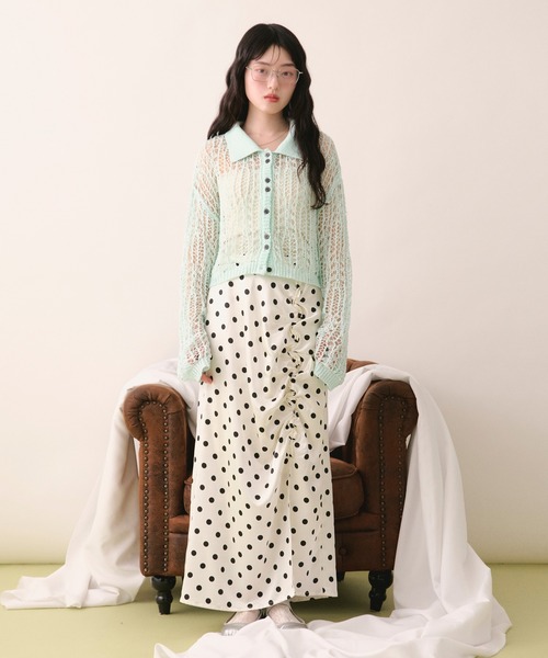 loin nuit(ロワンニュイ)の「tape sheer colour knit cardigan / テープシアーカラーニットカーディガン(カーディガン/ボレロ・レディース・ライトブルー/ミックスグレー/ピンク/イエロー・FREE)」の15枚目の写真
