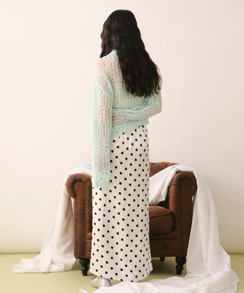 loin nuit(ロワンニュイ)の「tape sheer colour knit cardigan / テープシアーカラーニットカーディガン(カーディガン/ボレロ・レディース・ライトブルー/ミックスグレー/ピンク/イエロー・FREE)」の5枚目の写真