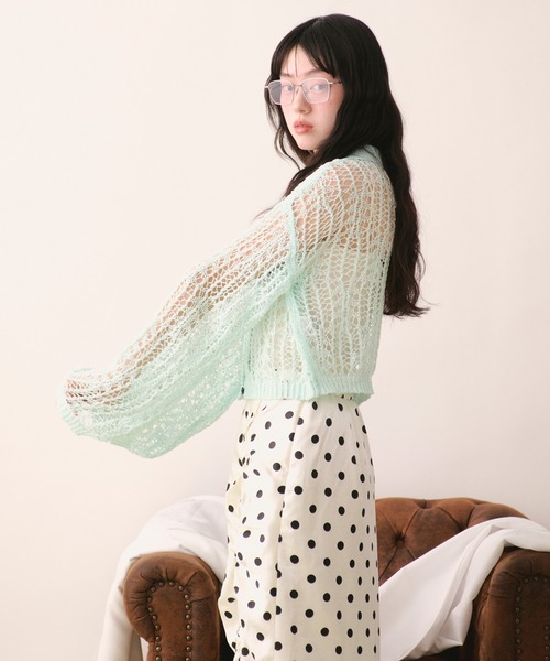 loin nuit(ロワンニュイ)の「tape sheer colour knit cardigan / テープシアーカラーニットカーディガン(カーディガン/ボレロ・レディース・ライトブルー/ミックスグレー/ピンク/イエロー・FREE)」の13枚目の写真