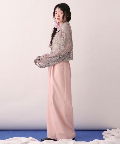 セール】tape sheer colour knit cardigan / テープシアーカラーニット