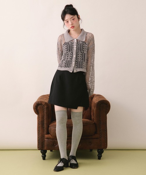 セール】tape sheer colour knit cardigan / テープシアーカラーニット