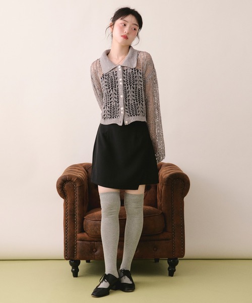 セール】tape sheer colour knit cardigan / テープシアーカラーニット