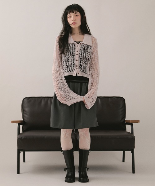 セール】tape sheer colour knit cardigan / テープシアーカラーニット