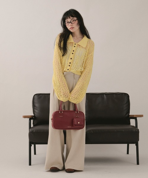 セール】tape sheer colour knit cardigan / テープシアーカラーニット
