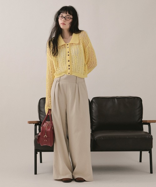 セール】tape sheer colour knit cardigan / テープシアーカラーニット セール】tape sheer colour knit cardigan / テープシアーカラーニット