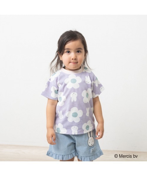 Miffy( ミッフィー)の「ミッフィー 花柄プリントTシャツ(Tシャツ/カットソー・キッズ・パープル・80cm/90cm/95cm)」の1枚目の写真