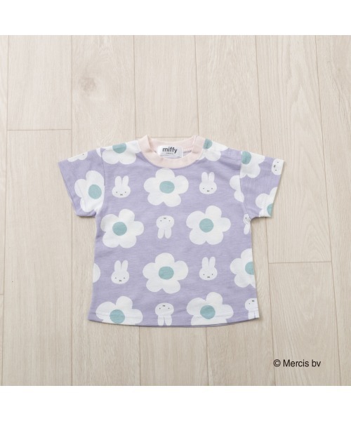Miffy( ミッフィー)の「ミッフィー 花柄プリントTシャツ(Tシャツ/カットソー・キッズ・パープル・80cm/90cm/95cm)」の2枚目の写真