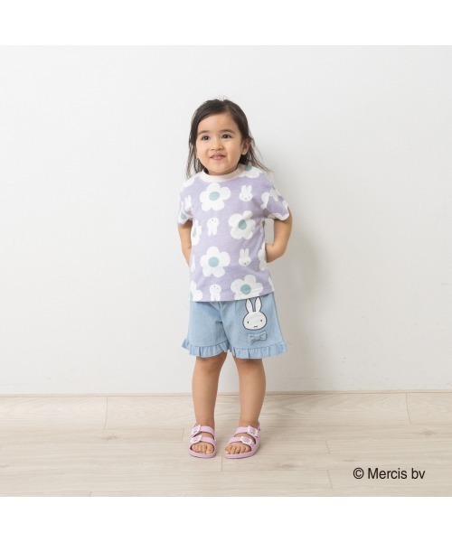 Miffy( ミッフィー)の「ミッフィー 花柄プリントTシャツ(Tシャツ/カットソー・キッズ・パープル・80cm/90cm/95cm)」の3枚目の写真