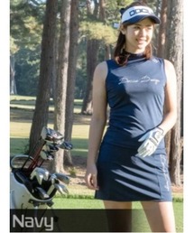 DOCUS（ドゥーカス）の「DOCUS（ドゥーカス） レディース ゴルフスカート 筆記体サイドロゴ バックプリント Aライン ストレッチ ゴルフウェア（ゴルフグッズ）」