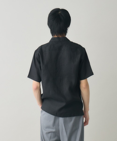 kuros'(クロス)の「【kuros'オリジナル】オープンカラーリネン半袖シャツ リネン100% 日本製(シャツ/ブラウス・メンズ・チャコールグレー/ブラック/ホワイト・MEDIUM/LARGE)」の6枚目の写真