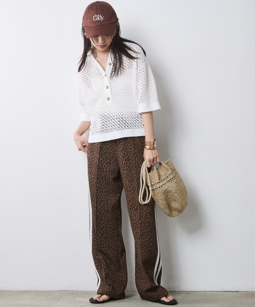 CHIC STYLE（シックスタイル）の「綿麻透かし編ポロニット＜大きいサイズ有＞シックスタイル（ニット/セーター・レディース・オフホワイト/ブラック・L/M/5L/4L/3L/LL）」の20枚目の写真