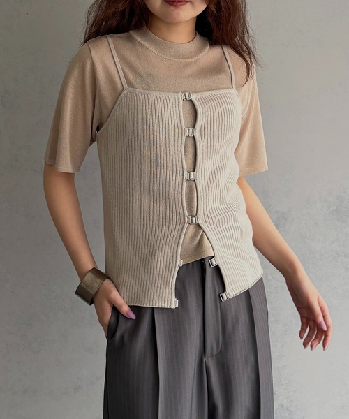 &g'aime（アンジェム）の「【&ｇ'aime 】ビスチェ＆サマーニットセット　Bustier & Summer Knit Top Set（ニット/セーター・レディース・ブラウン/アイボリー/ブラック・FREE）」の2枚目の写真