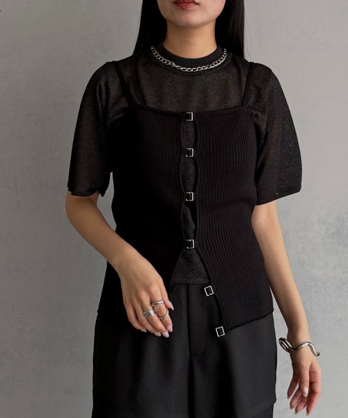 &g'aime（アンジェム）の「【&ｇ'aime 】ビスチェ＆サマーニットセット　Bustier & Summer Knit Top Set（ニット/セーター・レディース・ブラウン/アイボリー/ブラック・FREE）」の3枚目の写真