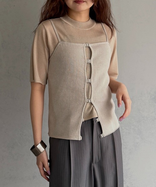 &g'aime（アンジェム）の「【&ｇ'aime 】ビスチェ＆サマーニットセット　Bustier & Summer Knit Top Set（ニット/セーター・レディース・ブラウン/アイボリー/ブラック・FREE）」の4枚目の写真