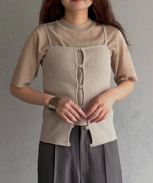 &g'aime（アンジェム）の「【&ｇ'aime 】ビスチェ＆サマーニットセット　Bustier & Summer Knit Top Set（ニット/セーター・レディース・ブラウン/アイボリー/ブラック・FREE）」の5枚目の写真