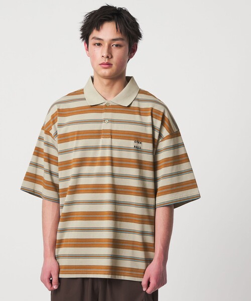 CITEN(シテン)の「<CITEN>スケートボーダーポロシャツ(ポロシャツ・メンズ・ブラウン/オレンジ・M/S/L)」の1枚目の写真