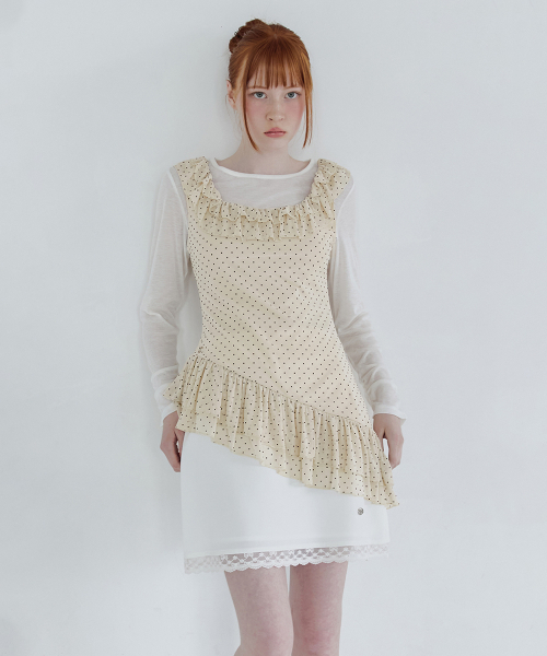 MICANE(ミケーネ)の「ソーラードットフリルスリーブレスTシャツセットアップ(Tシャツ/カットソー・レディース・ブラック/クリーム・SMALL/MEDIUM/LARGE/X-LARGE)」の17枚目の写真