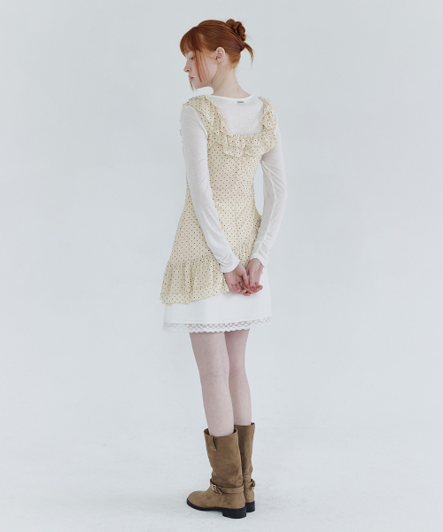 MICANE(ミケーネ)の「ソーラードットフリルスリーブレスTシャツセットアップ(Tシャツ/カットソー・レディース・ブラック/クリーム・SMALL/MEDIUM/LARGE/X-LARGE)」の14枚目の写真