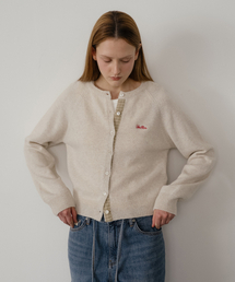 Check pointed round cardigan [KNSS05CD03]_Light khaki