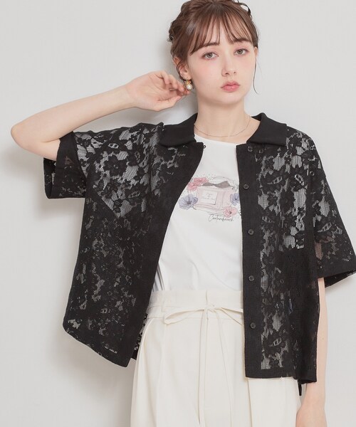 couture brooch（クチュールブローチ）の「フラワーエンブロイダリーブラウス（シャツ/ブラウス・レディース・ホワイト/ブラック・38）」の2枚目の写真