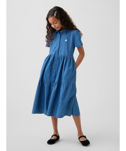 GAP(ギャップ)の「ブラナンベア ティアード シャツワンピース (キッズ)(ワンピース・キッズ・ブルー/インディゴブルー・110cm/120cm/130cm/140cm/150cm/160cm)」の2枚目の写真