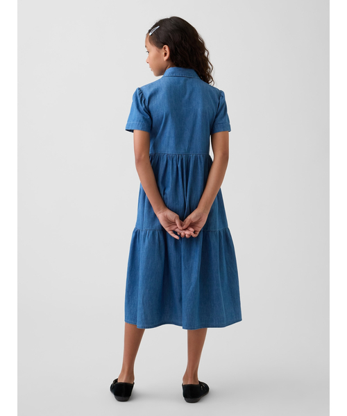 GAP(ギャップ)の「ブラナンベア ティアード シャツワンピース (キッズ)(ワンピース・キッズ・ブルー/インディゴブルー・110cm/120cm/130cm/140cm/150cm/160cm)」の4枚目の写真