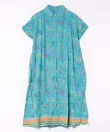 fort point（フォーポイント）の「【C-FORT POINT/フォートポイント】さらっと軽やか インド綿 総柄シャツワンピース リゾート Aライン フレア 羽織り ナチュラル 軽やか 旅行 コットン100%（シャツワンピース）」