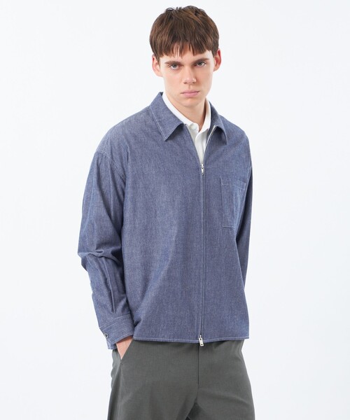 MACKINTOSH PHILOSOPHY(マッキントッシュ フィロソフィー)の「【WEEKENDER】 オーバーシャツハリントン ストライプ/ダンガリー(ブルゾン・メンズ・ブラック/ライトブルー/ブルー系その他7・38/40)」の3枚目の写真