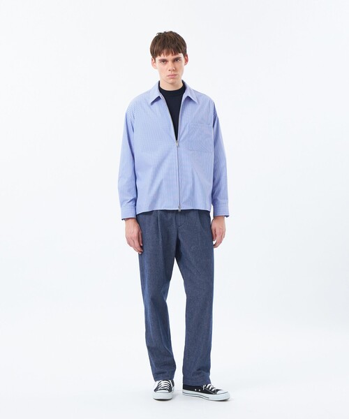 MACKINTOSH PHILOSOPHY(マッキントッシュ フィロソフィー)の「【WEEKENDER】 オーバーシャツハリントン ストライプ/ダンガリー(ブルゾン・メンズ・ブラック/ライトブルー/ブルー系その他7・38/40)」の6枚目の写真