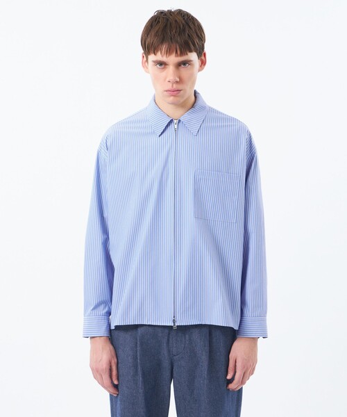 MACKINTOSH PHILOSOPHY(マッキントッシュ フィロソフィー)の「【WEEKENDER】 オーバーシャツハリントン ストライプ/ダンガリー(ブルゾン・メンズ・ブラック/ライトブルー/ブルー系その他7・38/40)」の8枚目の写真
