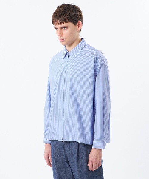 MACKINTOSH PHILOSOPHY(マッキントッシュ フィロソフィー)の「【WEEKENDER】 オーバーシャツハリントン ストライプ/ダンガリー(ブルゾン・メンズ・ブラック/ライトブルー/ブルー系その他7・38/40)」の9枚目の写真