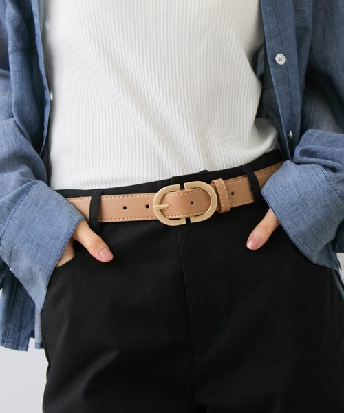 VIS(ビス)の「28mm幅ダブルDバックルベルト(ベルト・レディース・ブラック/ベージュ/ダークブラウン・FREE)」の3枚目の写真