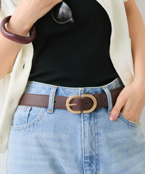 VIS(ビス)の「28mm幅ダブルDバックルベルト(ベルト・レディース・ブラック/ベージュ/ダークブラウン・FREE)」の5枚目の写真