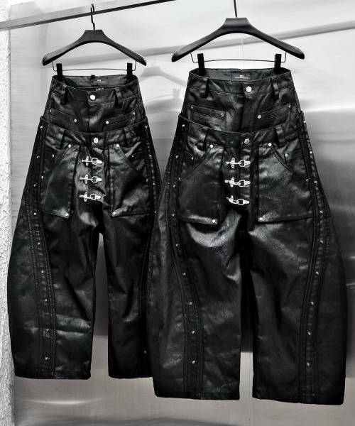RICH(リッチ)の「【RICH】Mock Double Waist Wide Leg Pants / 【リッチ】モックダブルウエストワイドデニムパンツ<着用動画あり>(デニムパンツ・メンズ・ブラック・02/01)」の22枚目の写真