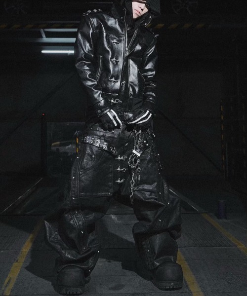 RICH(リッチ)の「【RICH】Mock Double Waist Wide Leg Pants / 【リッチ】モックダブルウエストワイドデニムパンツ<着用動画あり>(デニムパンツ・メンズ・ブラック・02/01)」の5枚目の写真