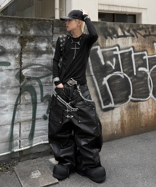 RICH】Mock Double Waist Wide Leg Pants / 【リッチ】モックダブル