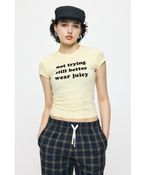 MOUSSY(マウジー)の「JC BABY SLOGAN Tシャツ(Tシャツ/カットソー・レディース・ライトイエロー/ネイビー/レッド・FREE)」の7枚目の写真
