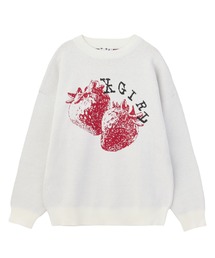 STRAWBERRY AND LOGO JACQUARD KNIT TOP