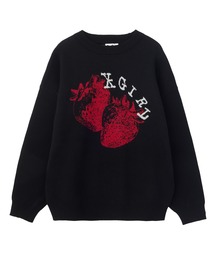 STRAWBERRY AND LOGO JACQUARD KNIT TOP