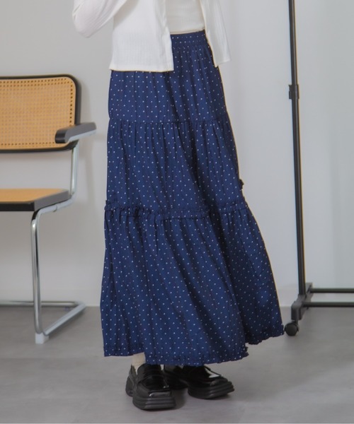 HALEY PESCA(ヘーリーペスカ)の「HALEY PESCA/ドット柄ティアードフリルロングスカート(スカート・レディース・ネイビー/ホワイト/ブラック/ライトイエロー・FREE)」の16枚目の写真