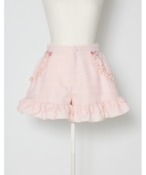 mellfy memory(メルフィーメモリー)の「Pearl drop tweed short pants(その他パンツ・レディース・ピンク/ホワイト・M/S)」の4枚目の写真