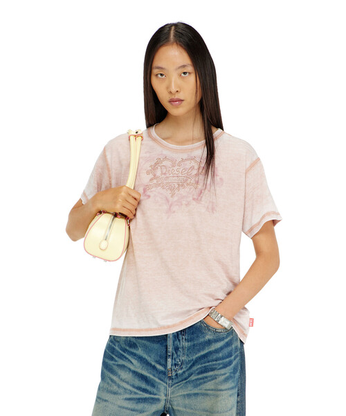 DIESEL（ディーゼル）の「ウィメンズ Tシャツ T-NORMY-AA5（Tシャツ/カットソー・レディース・グレー/ピンク系その他・LARGE/MEDIUM/SMALL/X-LARGE/X-SMALL）」の2枚目の写真
