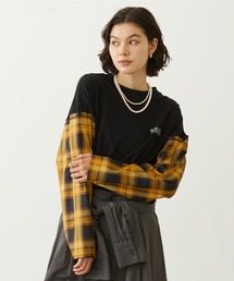 PLAID SLEEVES L/S TOP
